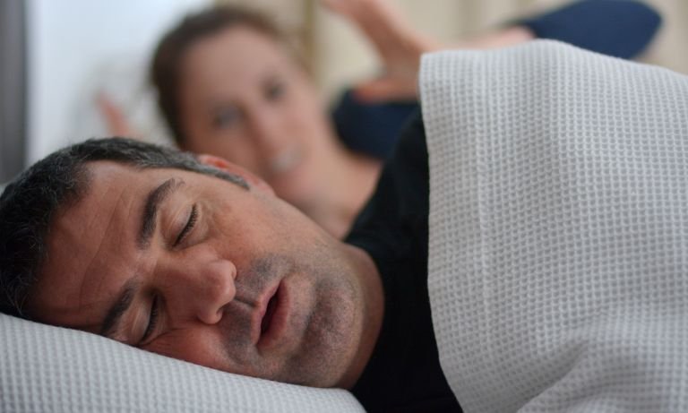 man snoring wife irritated 768 3